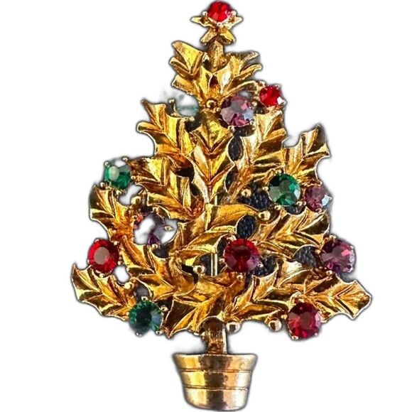 Eisenberg Ice Rhinestone Christmas Tree Brooch Pin vintage retro - Picture 1 of 6